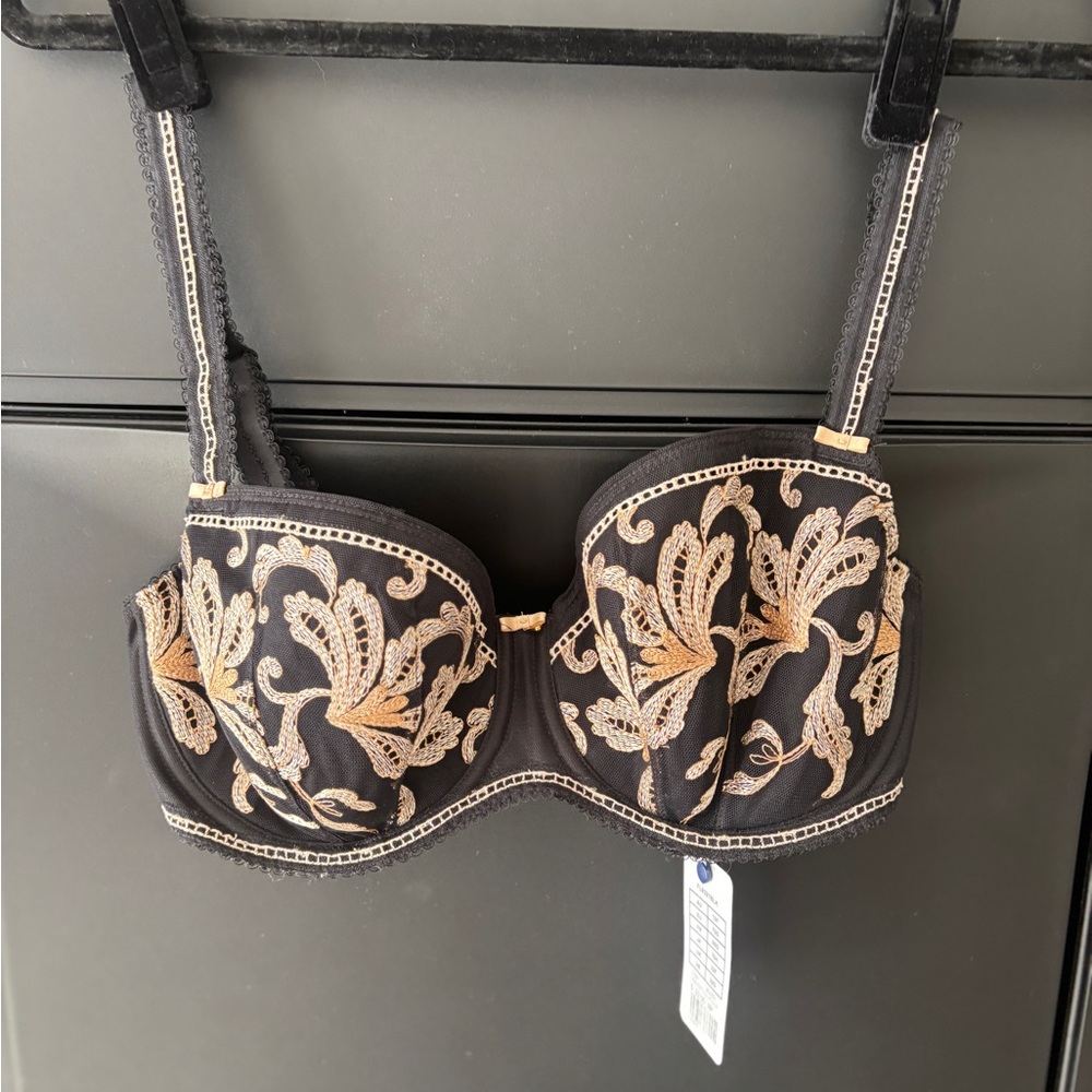 Fantasie Black and Gold Floral Bra